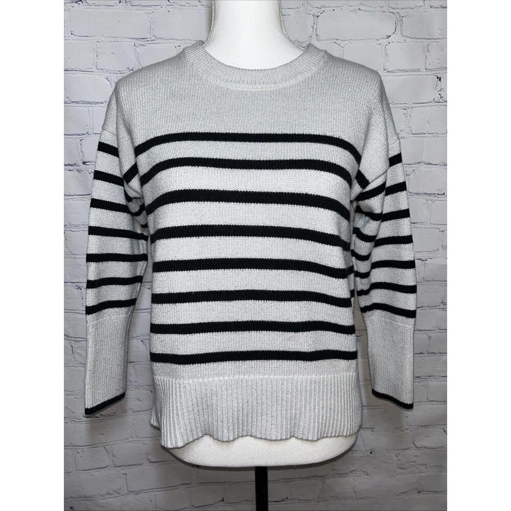 Philosophy Striped Sweater Womens Sz Small Black White Knit Top Old Money